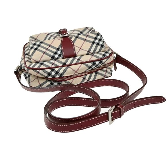 BURBERRY Logo Nova Check Shoulder Bag Canvas Leather Red Brown Japan 218-082525 - Picture 5 of 15